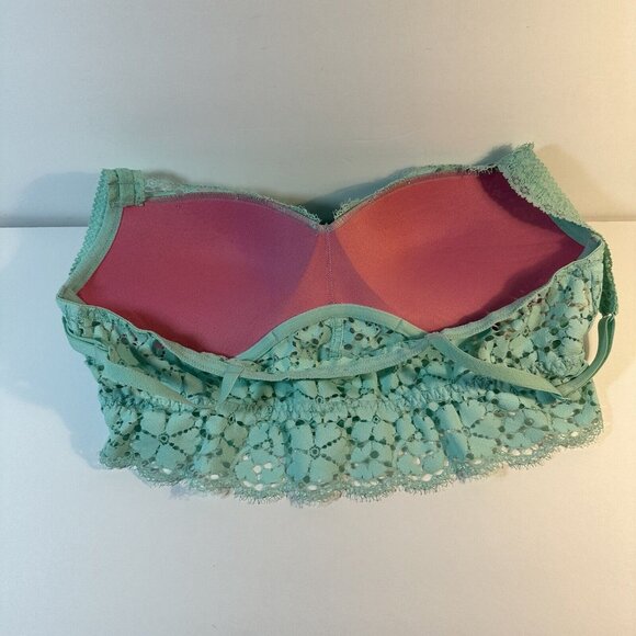 PINK Victoria's Secret Long Line Lace Bra Bralette Sleepwear SZ Large Turquoise - Picture 4 of 6